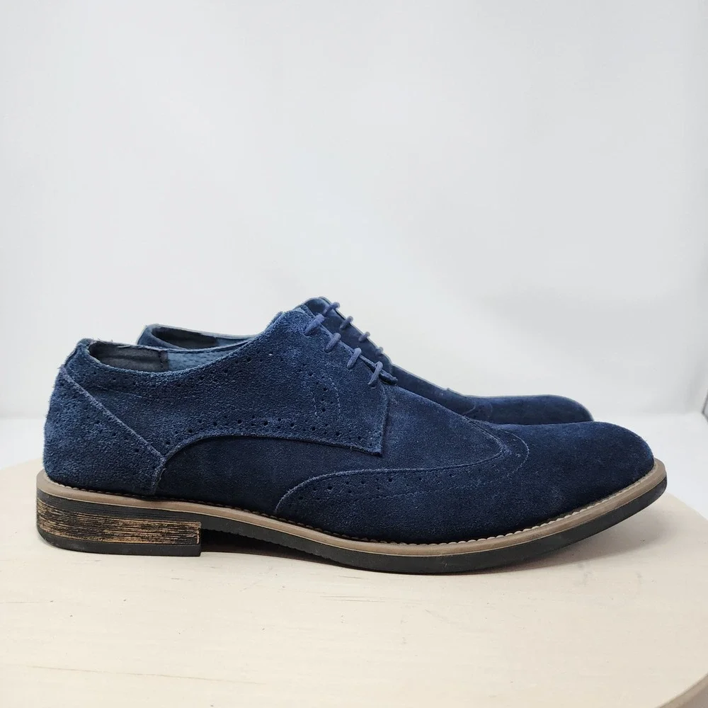 Bruno Marc Blue Suede Shoe‎ 13 Men Urban 08 Wingtip Brogue Oxford Dress Leather